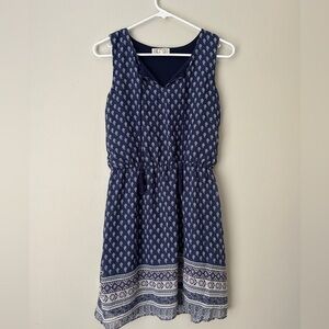 Pink rose Navy Blue Patterned‎ Sleeveless Dress